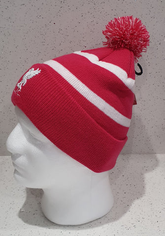 Liverpool FC Official Pink and White Breakaway Bobble Hat - Adult
