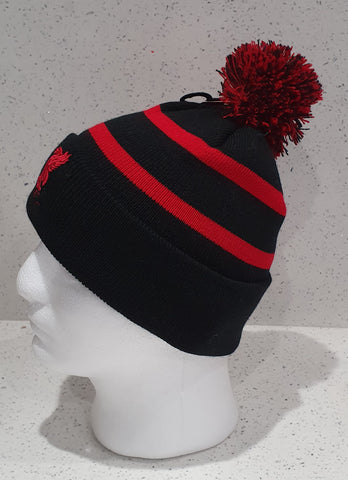 Liverpool FC Official Black and Red Breakaway Bobble Hat - Adult