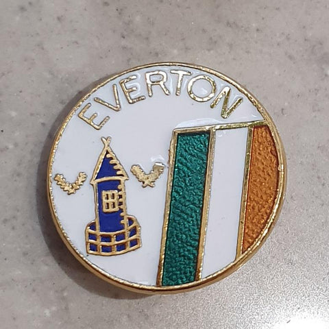 Everton FC Ireland Round Pin Badge - White and Gold
