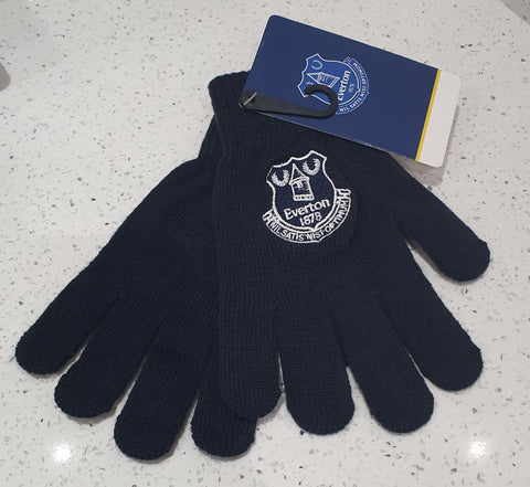 Everton FC Official Adult Crested Gloves - Navy