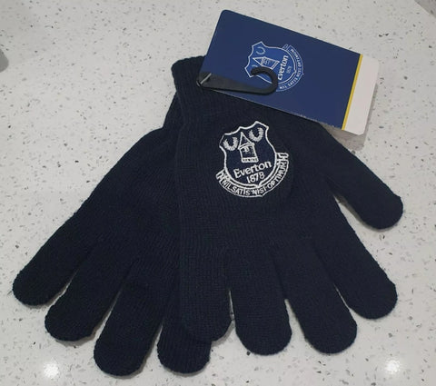 Everton FC Official Navy Crested Gloves - Kids - Great Gift Idea