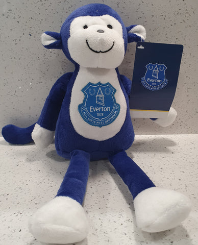 Everton FC Official Monkey Teddy Bear with Club Crest - Blue and White