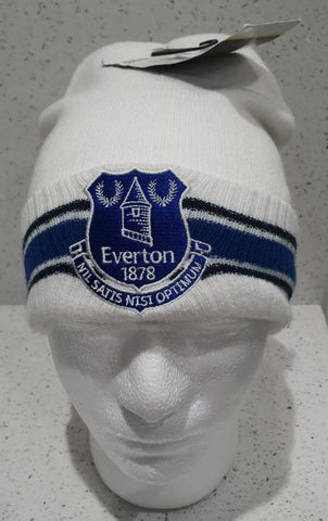 Everton FC Official White Triple Stripe Bronx Hat - Adult