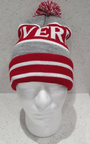 Liverpool Bobble Hat - Red, White & Grey - Onesize