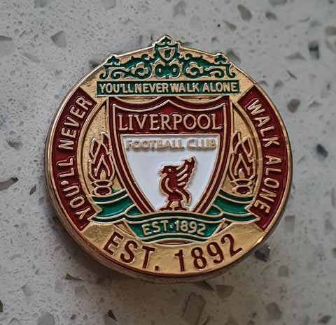 Liverpool FC Official Gold Round Pin Badge with Club Crest - Est. 1892 - Small