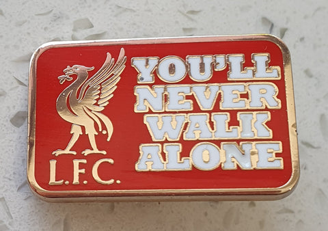 Liverpool FC Official Square Pin Badge You'll Never Walk Alone - Red and White