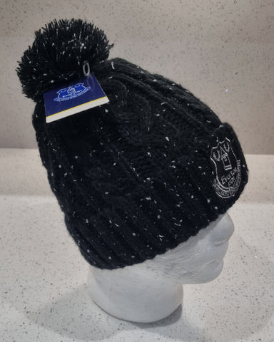 Everton Official ETC Sherpa Fleece Lined Woolen Bobble Hat - Black