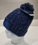 Everton Official Etc Sherpa Fleece Lined Woollen Bobble Hat - Navy with White Speckles