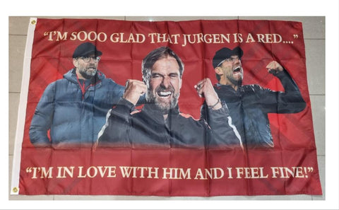 Liverpool Flag - I'm So Glad That Jurgen Is A Red - 5x3