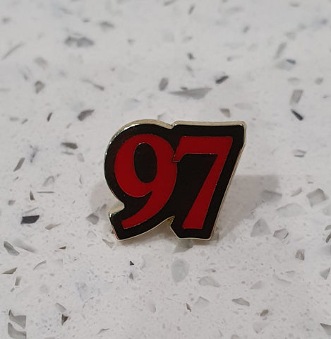 Liverpool 97 Small Stud Badge - Black & Red