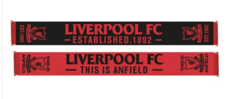 Liverpool FC Official This Is Anfield Reversible Scarf - Est.1892 Red and Black