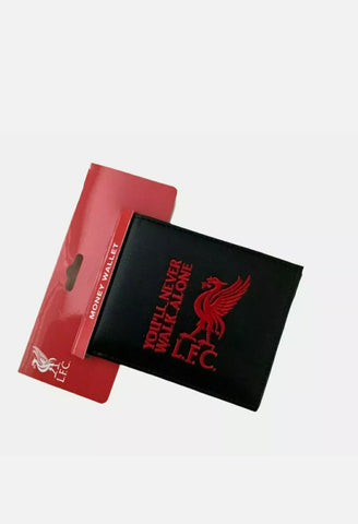 Liverpool Official Black Leather Effect Money/ Card Wallet  - You'll Never Walk Alone